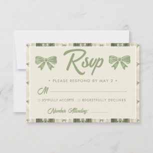 Cartão RSVP Casamento de Jeans Rústico em Verde Salvia