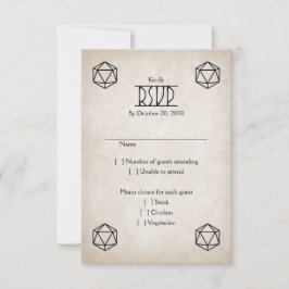 Cartão RSVP Casamento de Jogadores RPG D20