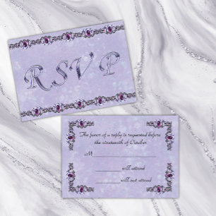 Cartão RSVP Casamento de Joias Púrpuras e de Torres