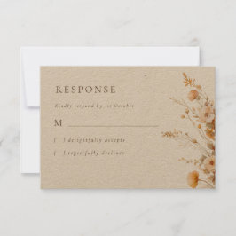 Cartão RSVP Casamento de Kraft de Flores Selvagens Elegantes