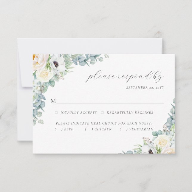 Cartão RSVP Casamento de Kristen Elegant Boho Greenery (Frente)