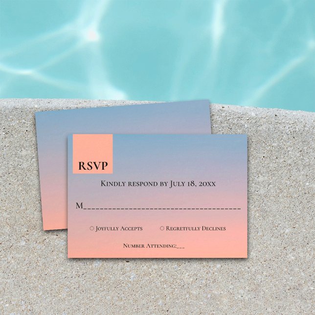 Cartão RSVP Casamento de laranja azul-chic legante (Criador carregado)