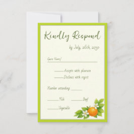 Cartão RSVP Casamento de Laranja e Limão do Jardim de Citros