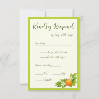 Cartão RSVP Casamento de Laranja e Limão do Jardim de Citros