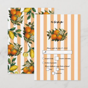 Cartão RSVP Casamento de Laranjas Cítricas Mediterrâneas Itali