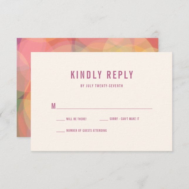 Cartão RSVP Casamento de Lavanda das Luzes Coloridas Modernas  (Frente/Verso)