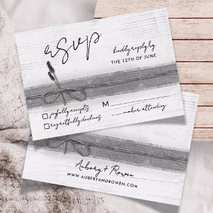Cartão RSVP Casamento de Lavanda de madeira Rustic Boho Eco Fa