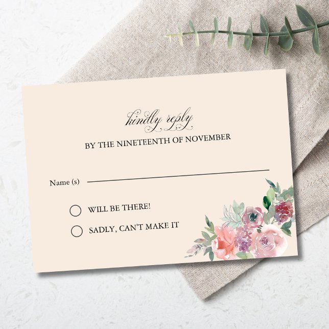 Cartão RSVP Casamento de Lavanda Elegante Personalizável (Criador carregado)