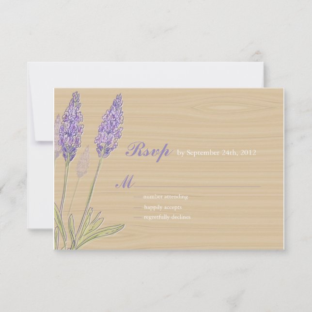 Cartão RSVP Casamento de Lavanda Rustic (Frente)