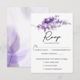 Cartão RSVP Casamento de Lavandas Elegante Roxo