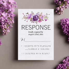 Cartão RSVP Casamento de Lavandas Violeta Roxo do Jardim Flora