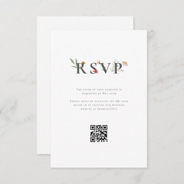 Cartão RSVP Casamento de Leander Wildflower (Frente/Verso)