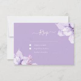 Cartão RSVP Casamento de Lindas Flores Roxas Aquarela