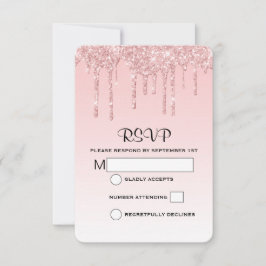 Cartão RSVP Casamento de Literatura Cinzenta Rosa-Rosa-Cinza M