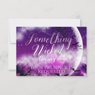 Cartão RSVP Casamento De Lua De Amor De Halloween