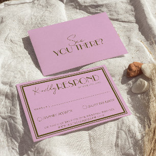 Cartão RSVP Casamento de Luxo Clássico Rosa Campo Dinheiro Ant