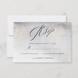 Cartão RSVP Casamento de luxo de luxo com água de prata Doura