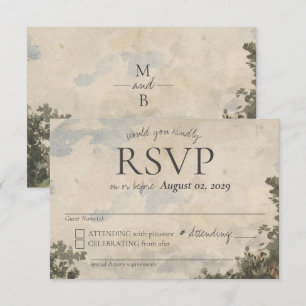 Cartão RSVP Casamento de Luxo em Propriedade com Pintura Paisa