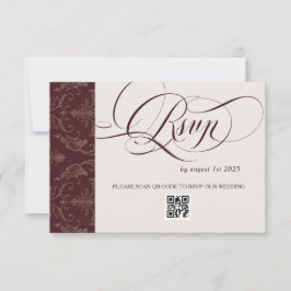 Cartão RSVP Casamento de Luxo Royal Burgundy