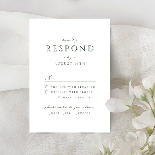 Cartão RSVP Casamento de Luxo Simples Elegante Moderno Clássic (Simple Elegant Modern Classy Luxury Wedding RSVP Card)