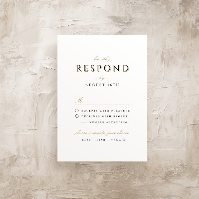 Cartão RSVP Casamento de Luxo Simples Elegante Moderno Clássic (Simple Elegant Modern Classy Luxury Wedding RSVP Card)