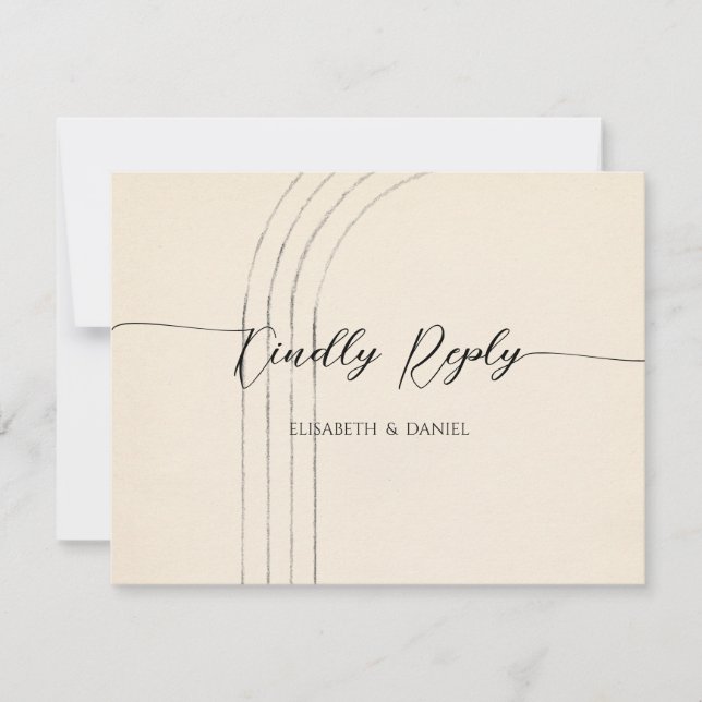 Cartão RSVP Casamento de marfim minimalista (Frente)