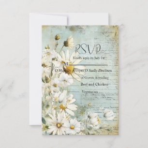 Cartão RSVP Casamento de Margarida Branca Elegante