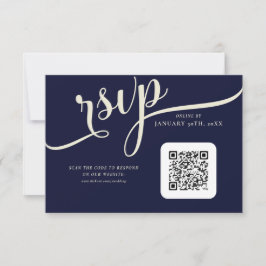 Cartão RSVP Casamento de Marinho Elegante Azul e Creme Tulip