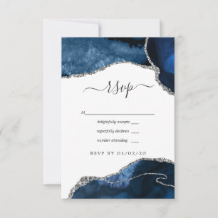 Cartão RSVP Casamento de Marinhos e Prata