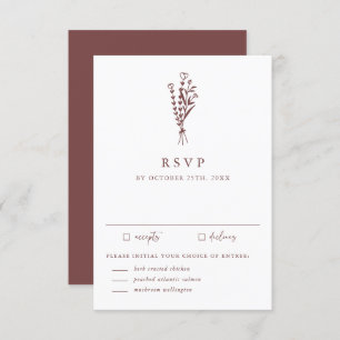 Cartão RSVP Casamento de Mauve dos Botânicos Minimalistas