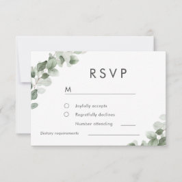 Cartão RSVP Casamento de Mola de Aquarela Verde Moderna
