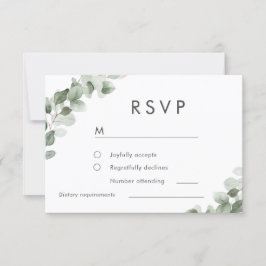 Cartão RSVP Casamento de Mola de Aquarela Verde Moderna