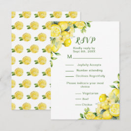 Cartão RSVP Casamento de Moldura de Lemon Greenery