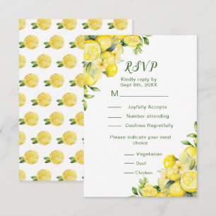 Cartão RSVP Casamento de Moldura de Lemon Greenery