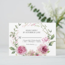 Casamento de Moldura Floral Cor-de-Água Rosa