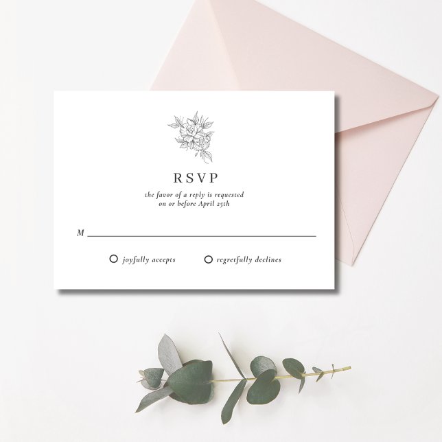 Cartão RSVP Casamento de Monograma da Flor Botânica (Botanical Flower Monogram Wedding RSVP Card)
