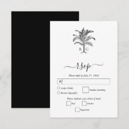 Cartão RSVP Casamento de Monograma de Árvore Tropical Minimali