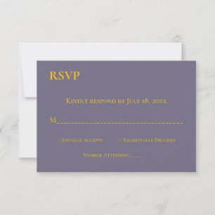 Cartão RSVP Casamento de Monograma de Script Dourado Roxo Simp