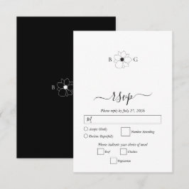 Cartão RSVP Casamento de Monograma Desenhado Mão Minimalista