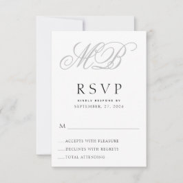 Cartão RSVP Casamento de Monograma Elegante