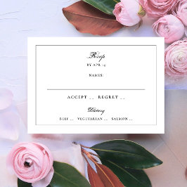 Cartão RSVP Casamento de Monograma Elegante com Moldura Negra 