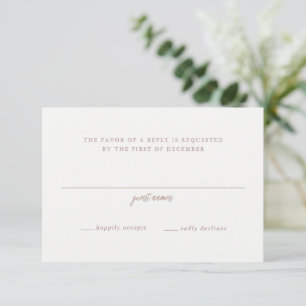Cartão RSVP Casamento de Monograma Neutro Terrestre Elegante
