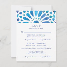 Cartão RSVP Casamento de Multi-Evento com Azulejo Azul marroqu