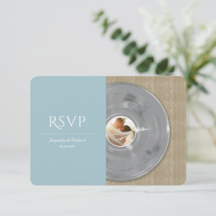 Cartão RSVP Casamento de Música em Vinil Retro Prata