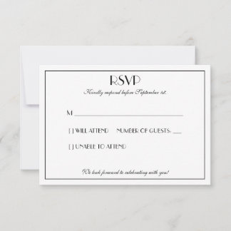 Cartão RSVP Casamento de Na moda moderno e elegante