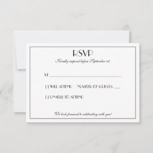 Cartão RSVP Casamento de Na moda moderno e elegante
