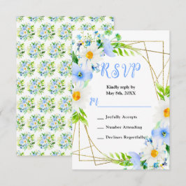Cartão RSVP Casamento de Não Me Esqueças e Margaridas