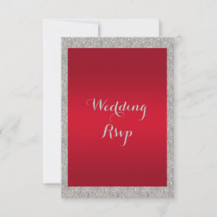 Cartão RSVP Casamento de Natal Classy Ruby Red & Sparkly Baubl