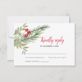 Cartão RSVP Casamento de Natal com Verduras Festivas