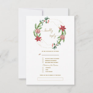 Cartão RSVP Casamento de Natal do Pine de Natal Cones Cones